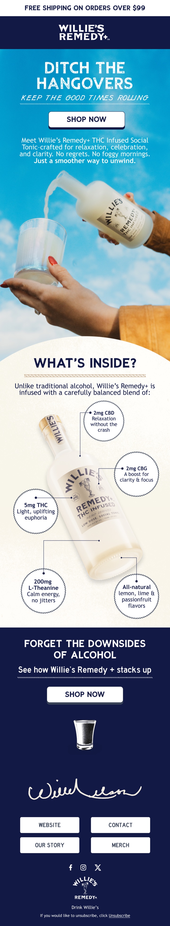 Email diseñado para Willie’s Remedy